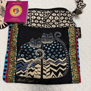 Laurel Burch Crossbody Bag, Cute Cat Pattern with beaded accents